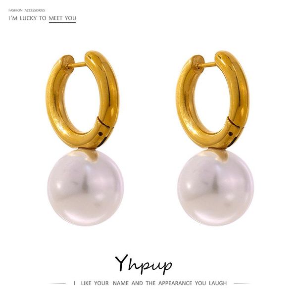 hoop & huggie yhpup stainless steel round earrings elegant imitation pearls 18 k for women jewelry party gift, Golden;silver
hoop & huggie yhpup stainless steel round earrings elegant imitation pearls 18 k for women jewelry party gift, Golden;silver