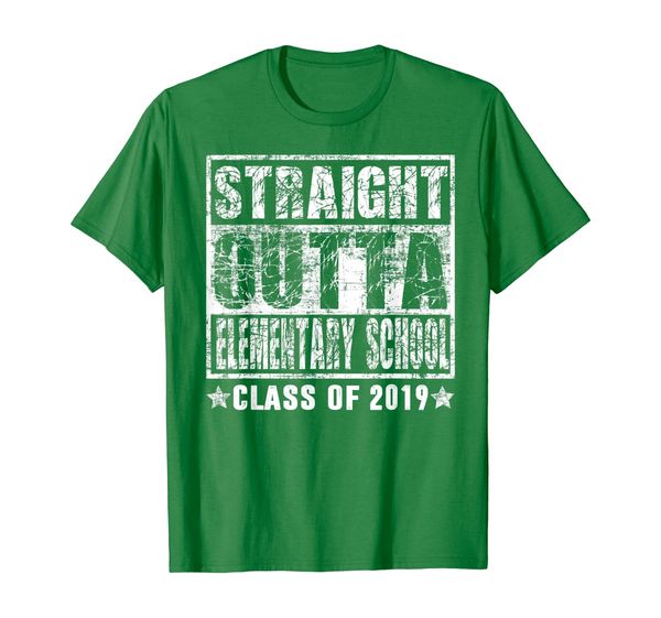 straight outta elementary school class 2019 graduate shirt, White;black