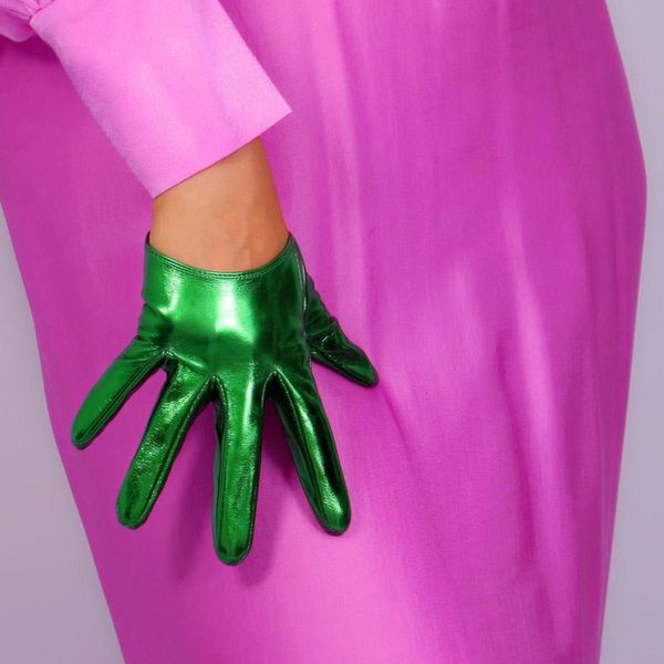 five fingers gloves latex short faux shine patent leather 5" 13m electric green wrist long women, Blue;gray
five fingers gloves latex short faux shine patent leather 5" 13m electric green wrist long women, Blue;gray