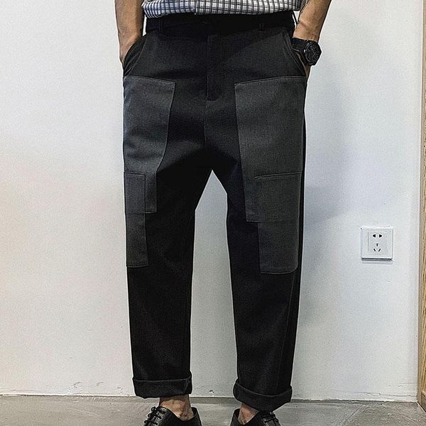 men's pants 2021 spring men patch casual black grey ankle length straight cargo chic street europe middle waist trousers
men's pants 2021 spring men patch casual black grey ankle length straight cargo chic street europe middle waist trousers