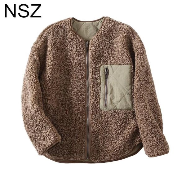 women's jackets nsz women oversized polar fleece reversible double sided jacket large size plush winter coat parka outerwear, Black;brown 
women's jackets nsz women oversized polar fleece reversible double sided jacket large size plush winter coat parka outerwear, Black;brown