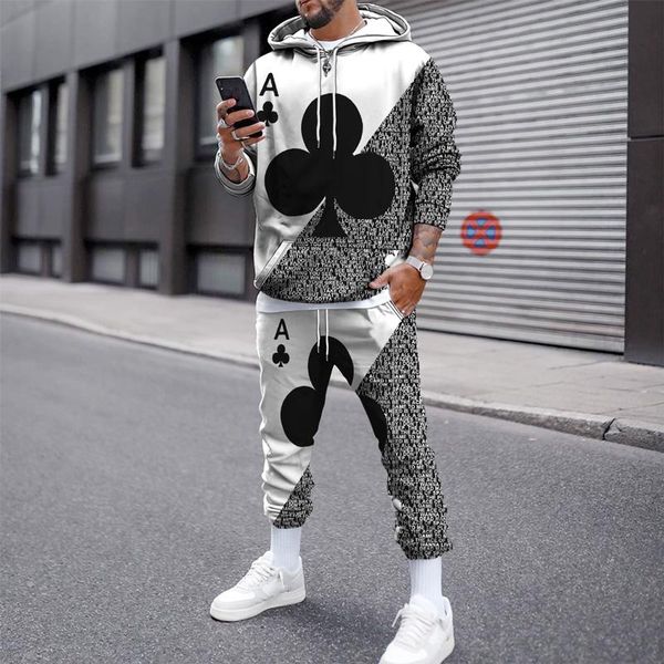 men's tracksuits striped playing cards autumn/winter long sleeve sweater + pants 2-piece fashion sports 3d printing suit clothes trend, Gray
men's tracksuits striped playing cards autumn/winter long sleeve sweater + pants 2-piece fashion sports 3d printing suit clothes trend, Gray