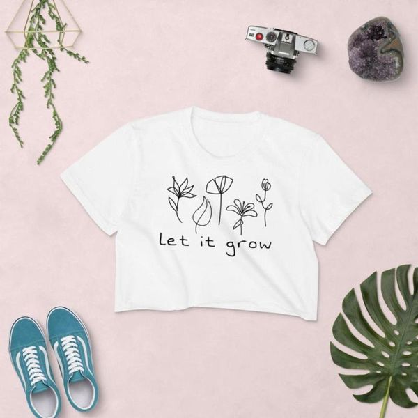 women's t-shirt flower crop let it grow floral graphic cute flowers fashion pure cotton street style 90s youngs hipster tee, White
women's t-shirt flower crop let it grow floral graphic cute flowers fashion pure cotton street style 90s youngs hipster tee, White