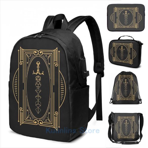 backpack funny graphic print polyhedral dice sword golden fantasy usb charge men school bags women bag travel laptop
backpack funny graphic print polyhedral dice sword golden fantasy usb charge men school bags women bag travel laptop