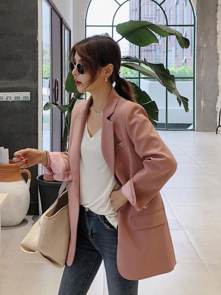 women's suits & blazers 2021 spring and autumn ins suit jacket korean leisure medium length pink hong kong style retro chic, White;black
women's suits & blazers 2021 spring and autumn ins suit jacket korean leisure medium length pink hong kong style retro chic, White;black