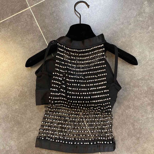 women's blouses & shirts hollow out elastic fishnet vest new crystal diamond shiny women 2021 summer female fashion see t, White
women's blouses & shirts hollow out elastic fishnet vest new crystal diamond shiny women 2021 summer female fashion see t, White