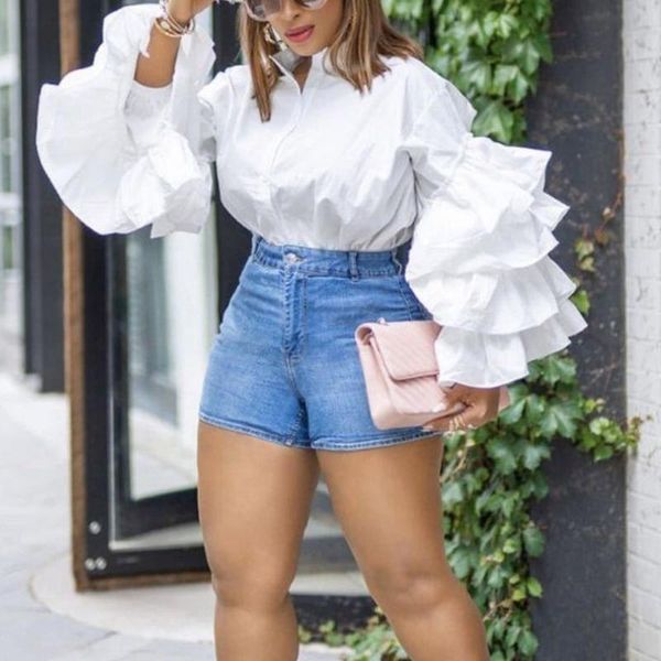women's blouses & shirts ruffle sleeve shirt women white black spring autumn long female casual loose office work wear ladies 2021
women's blouses & shirts ruffle sleeve shirt women white black spring autumn long female casual loose office work wear ladies 2021