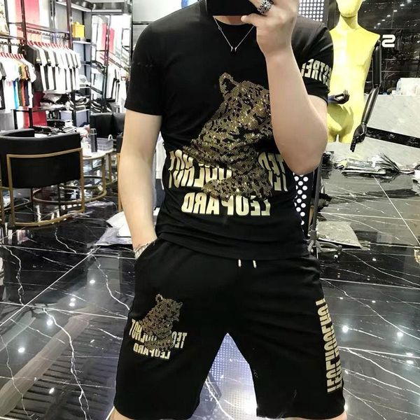 men's tracksuits summer leopard sportswear tracksuit diamond shorts+t-shirt suit 2-piece tight, Gray
men's tracksuits summer leopard sportswear tracksuit diamond shorts+t-shirt suit 2-piece tight, Gray