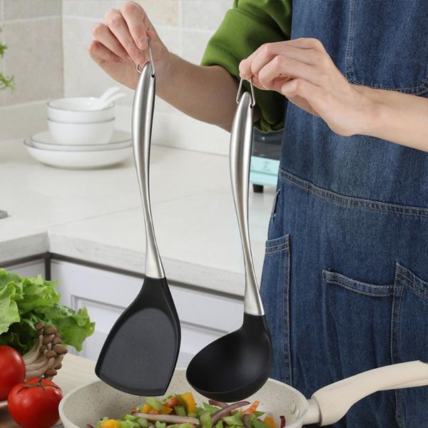 spoons kitchen utensils stainless steel and silicone spatula/ladle non-stick heat-resistant solid spatula turner ladle spoon
spoons kitchen utensils stainless steel and silicone spatula/ladle non-stick heat-resistant solid spatula turner ladle spoon
