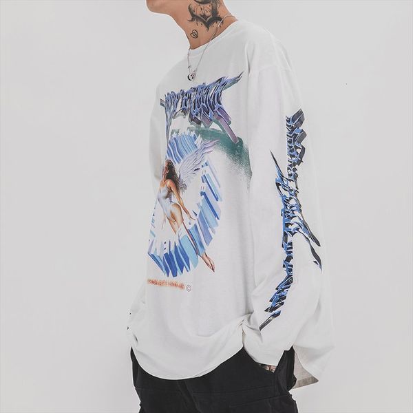 distress long sleeve angel graphic mens t shirt oversized tees hip hop streetwear trending products clothing, White;black
distress long sleeve angel graphic mens t shirt oversized tees hip hop streetwear trending products clothing, White;black