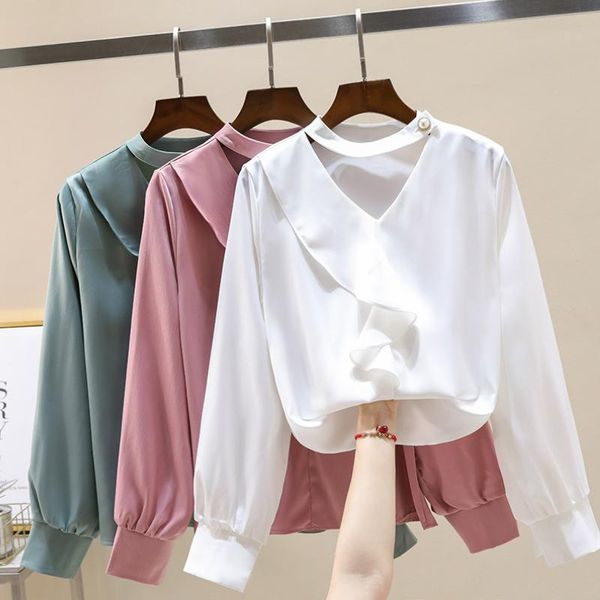 women's blouses & shirts blusas mujer de moda 2021 v-neck ruffles chiffon blouse shirt women long sleeve womens and c732, White
women's blouses & shirts blusas mujer de moda 2021 v-neck ruffles chiffon blouse shirt women long sleeve womens and c732, White