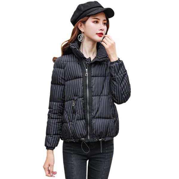 women's down & parkas 2021 autumn jackets short winter coats padded women parka striped loose korean fashion all-match outwear female, Black
women's down & parkas 2021 autumn jackets short winter coats padded women parka striped loose korean fashion all-match outwear female, Black