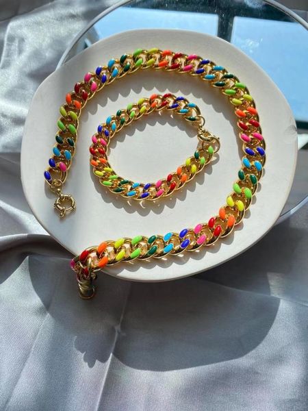 chains brass with 18 k gold colorful chunky chain necklaces women jewelry punk party designer club cocktail japan, Silver
chains brass with 18 k gold colorful chunky chain necklaces women jewelry punk party designer club cocktail japan, Silver