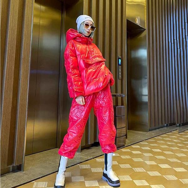 women's two piece pants autumn winte fashion glossy pullover cotton-padded jacket + cotton suit candy color loose two-piece sets clothi, White
women's two piece pants autumn winte fashion glossy pullover cotton-padded jacket + cotton suit candy color loose two-piece sets clothi, White