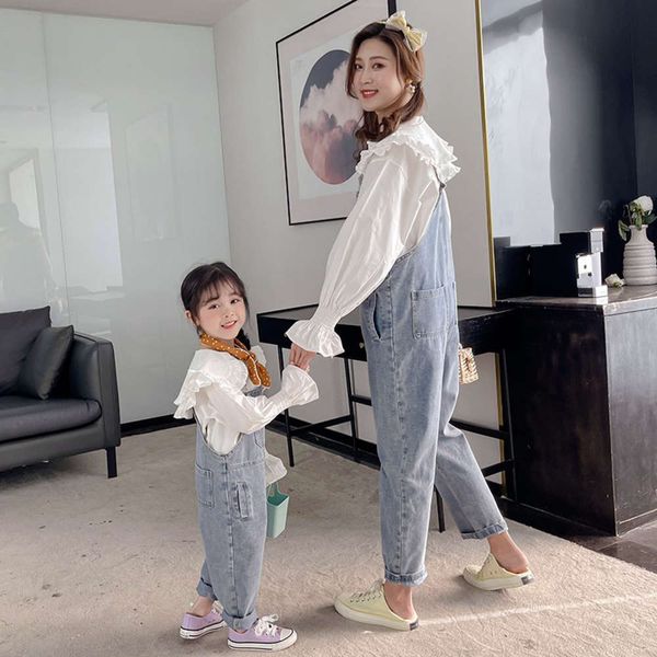 korean strap parent denim child new girl's spring children's clothing mother's fashion two piece set, Blue
korean strap parent denim child new girl's spring children's clothing mother's fashion two piece set, Blue