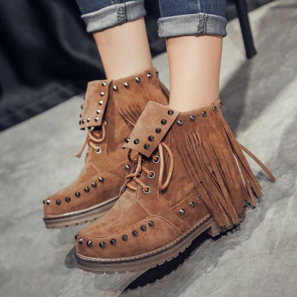 boots brand dropship chic big size 43 winter fringes rivets shoelaces wearable sole ankle booties shoes women, Black
boots brand dropship chic big size 43 winter fringes rivets shoelaces wearable sole ankle booties shoes women, Black