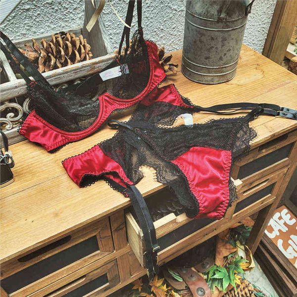 nxy setlingerie panty set with steel ring half cup gathered garter panties three-piece large size bralette satin retro bra 1129, Red;black
nxy setlingerie panty set with steel ring half cup gathered garter panties three-piece large size bralette satin retro bra 1129, Red;black