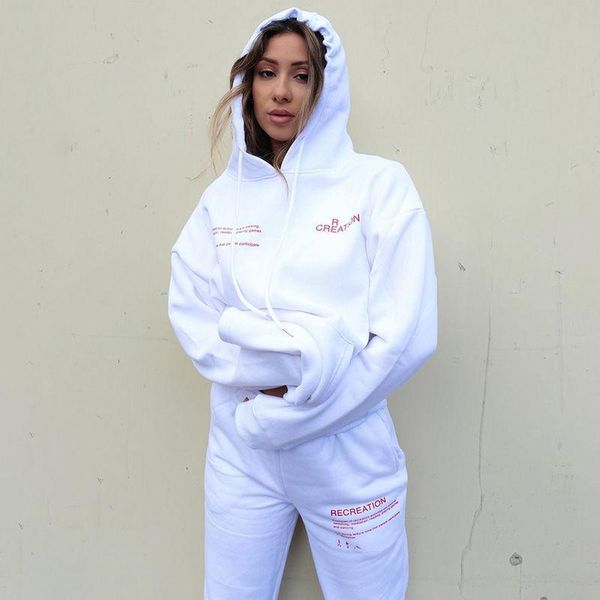 women's two piece pants printed sweater spring and autumn loose hooded sports casual, White
women's two piece pants printed sweater spring and autumn loose hooded sports casual, White