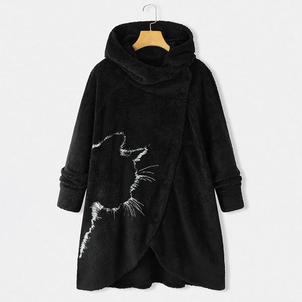 women's jackets winter plush hooded coat women cute cat printed long sleeve button loose cardigan wool jacket, Black;brown
women's jackets winter plush hooded coat women cute cat printed long sleeve button loose cardigan wool jacket, Black;brown