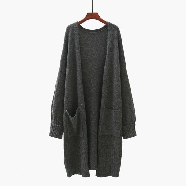 long knee pocket cardigan for women's winter wear 2020 new loose and lazy wind thickened sweater coat, White;black
long knee pocket cardigan for women's winter wear 2020 new loose and lazy wind thickened sweater coat, White;black
