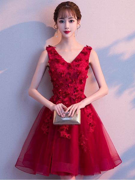 2021 new robe de soriee short dark red es lace appliques a-line tulle sleeveless cocktail party prom ou2o, Black
2021 new robe de soriee short dark red es lace appliques a-line tulle sleeveless cocktail party prom ou2o, Black