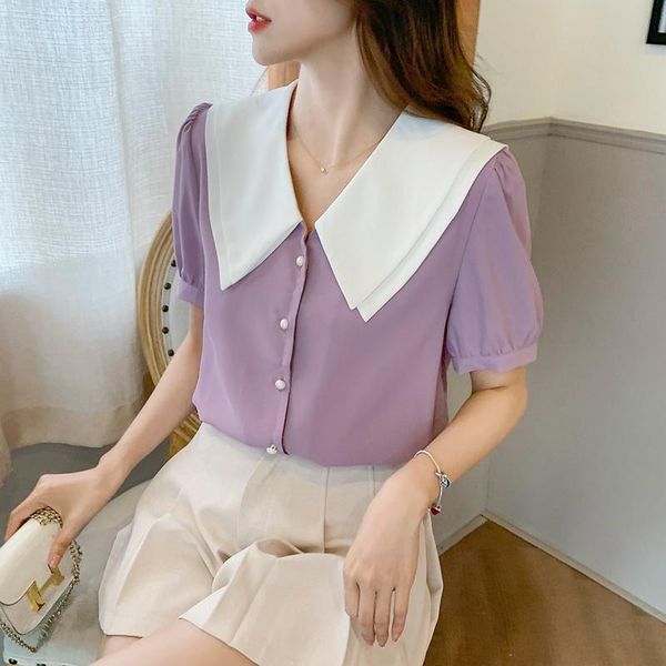 women's blouses & shirts plus size summer 2021 short-sleeved chiffon shirt doll collar loose slimming blouse female, White
women's blouses & shirts plus size summer 2021 short-sleeved chiffon shirt doll collar loose slimming blouse female, White