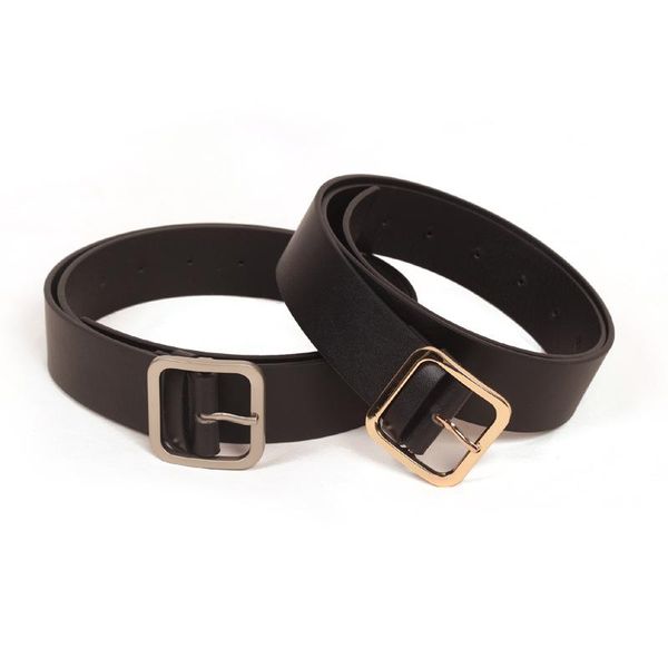 belts women black pu buckle fashion jeans with a decorative belt, Black;brown