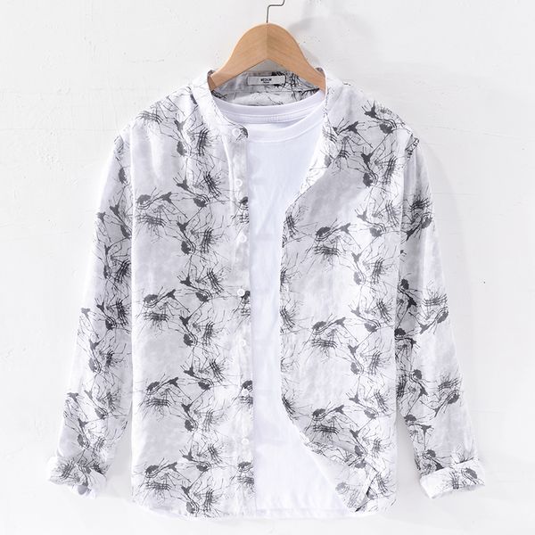2021 summer new style long sleeve stand collar 100% linen shirts brand casual for men fashion comfortable shirt mens camisa nf6j, White
2021 summer new style long sleeve stand collar 100% linen shirts brand casual for men fashion comfortable shirt mens camisa nf6j, White