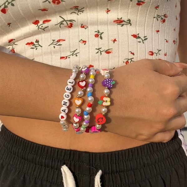 charm bracelets rainbow beaded pearls gold beads angel baby letters adjustable bohemia colorful soft clay bracelet sets for women female jew, Golden;silver
charm bracelets rainbow beaded pearls gold beads angel baby letters adjustable bohemia colorful soft clay bracelet sets for women female jew, Golden;silver
