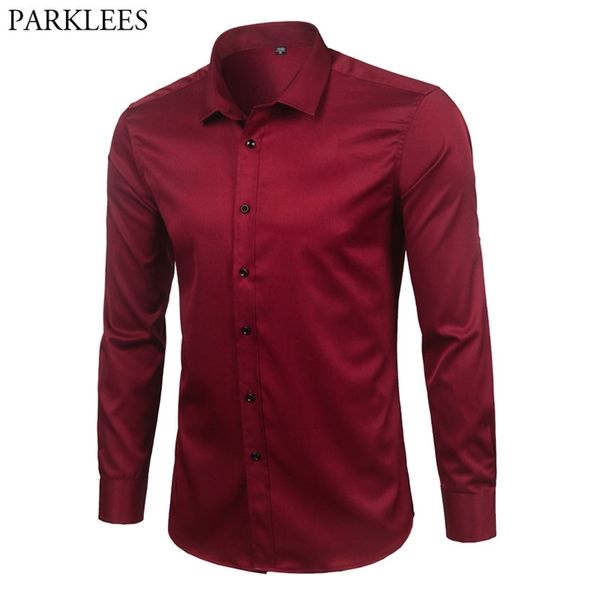 brand wine red bamboo fiber mens dress shirts slim fit long sleeve chemise homme casual button down elastic formal male shirt 210626, White;black
brand wine red bamboo fiber mens dress shirts slim fit long sleeve chemise homme casual button down elastic formal male shirt 210626, White;black