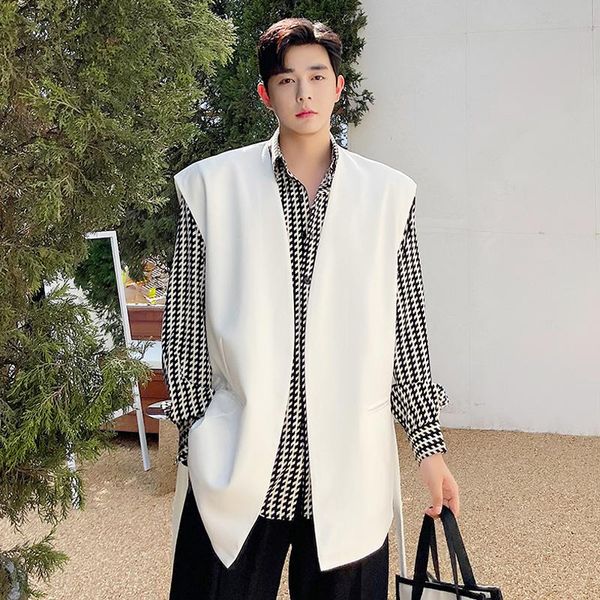 men's vests versatile minimalist hairstylist ruffian suit waistcoat loose design summer sleeveless jacket trend cardigan, Black;white
men's vests versatile minimalist hairstylist ruffian suit waistcoat loose design summer sleeveless jacket trend cardigan, Black;white