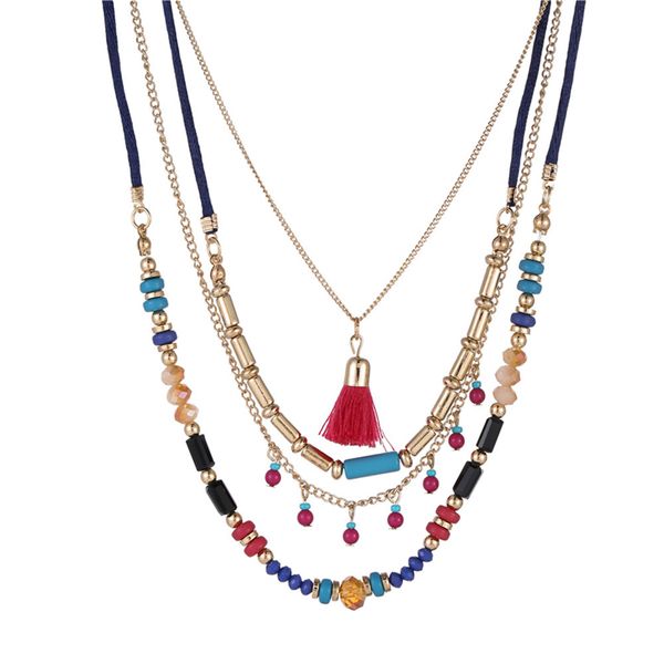 bohemian fashion national wind multilayer rice beads chain tassel pendant necklace, Silver
bohemian fashion national wind multilayer rice beads chain tassel pendant necklace, Silver