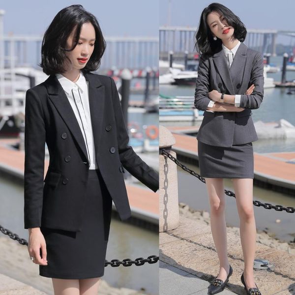 two piece dress formal ladies black grey blazer women business suits with skirt and jacket sets elegant work office uniform styles, White
two piece dress formal ladies black grey blazer women business suits with skirt and jacket sets elegant work office uniform styles, White