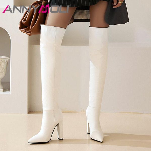 boots annymoli long women shoes slip on super high heel over the knee pointed toe block heels thigh winter white 43, Black
boots annymoli long women shoes slip on super high heel over the knee pointed toe block heels thigh winter white 43, Black