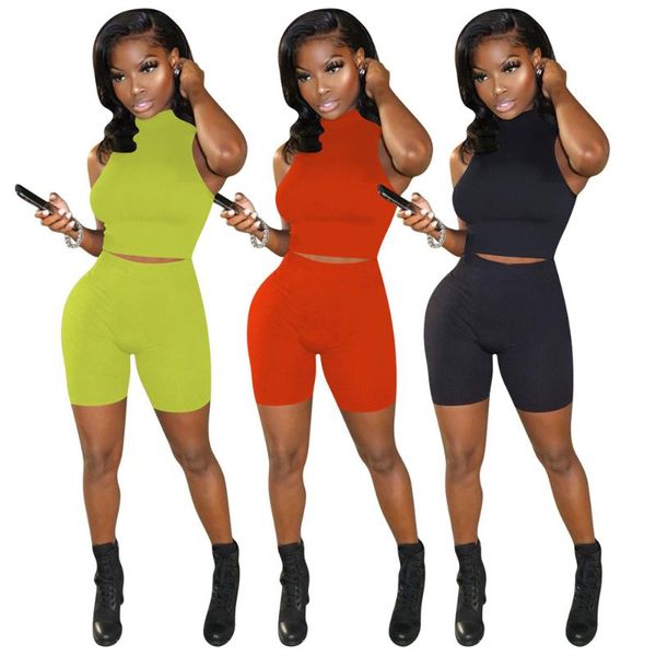 women's tracksuits 2 piece sets wholesale drop fashion leisure pure color pit decoration sleeveless high collar elastic slim womens out, Gray
women's tracksuits 2 piece sets wholesale drop fashion leisure pure color pit decoration sleeveless high collar elastic slim womens out, Gray