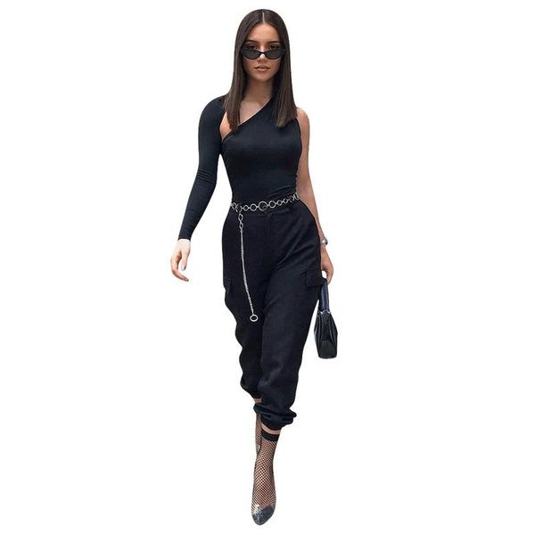 women's jumpsuits & rompers european and american single sleeve jumpsuit set, Black;white
women's jumpsuits & rompers european and american single sleeve jumpsuit set, Black;white