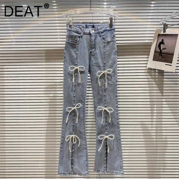 deat spring summer fashion casual high waist pearl bow split slim nine point jeans women sk820 210709, Blue
deat spring summer fashion casual high waist pearl bow split slim nine point jeans women sk820 210709, Blue
