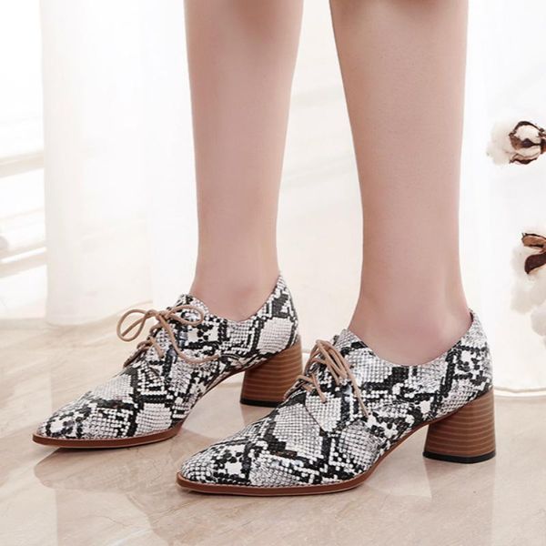 dress shoes fashion snake print high heels women elegant pointed toe women's pumps lace-up block heeled shoe woman brand designer, Black
dress shoes fashion snake print high heels women elegant pointed toe women's pumps lace-up block heeled shoe woman brand designer, Black