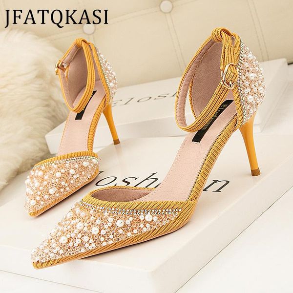 dress shoes women high heels summer single pointed flock pearl party woman pumps fashion brand ankle buckle lady 2021 style, Black
dress shoes women high heels summer single pointed flock pearl party woman pumps fashion brand ankle buckle lady 2021 style, Black