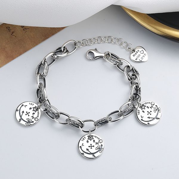 chaosheng s925 sterling silver heavy industry creative round brand bracelet versatile ins fashion cool wind smiling face hand ornament, Golden;silver
chaosheng s925 sterling silver heavy industry creative round brand bracelet versatile ins fashion cool wind smiling face hand ornament, Golden;silver