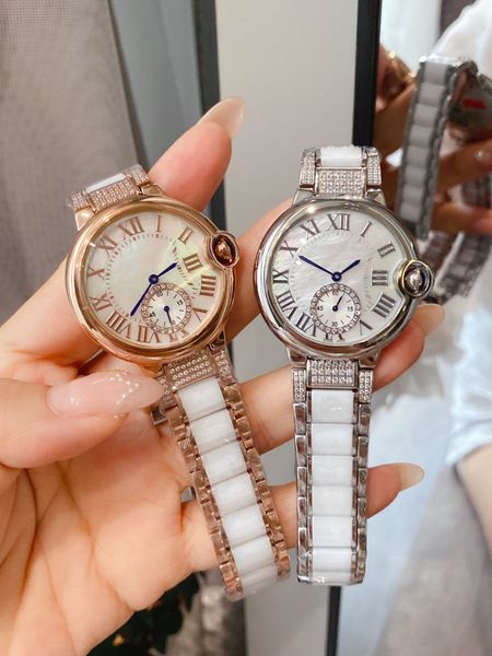 ladies watch ceramic strap 346l stainless steel case with crystals and diamonds 36mm, Slivery;brown
ladies watch ceramic strap 346l stainless steel case with crystals and diamonds 36mm, Slivery;brown