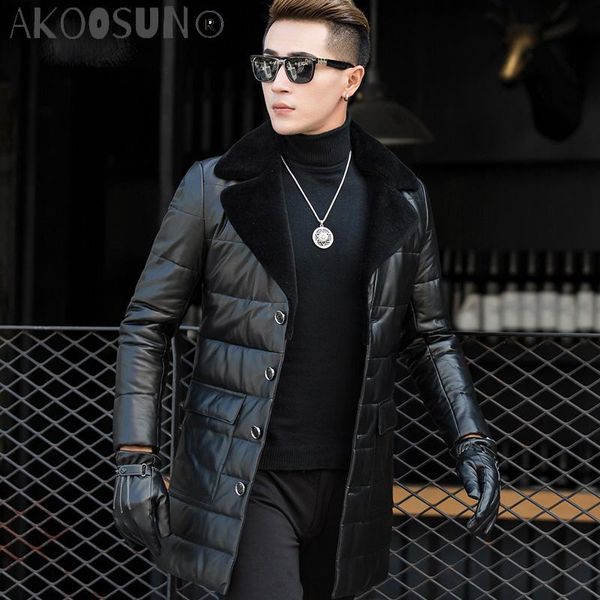 men's leather & faux akoosun winter genuine jacket men down real sheepskin jackets wool fur collar coat 4xl t2380 kj808, Black
men's leather & faux akoosun winter genuine jacket men down real sheepskin jackets wool fur collar coat 4xl t2380 kj808, Black