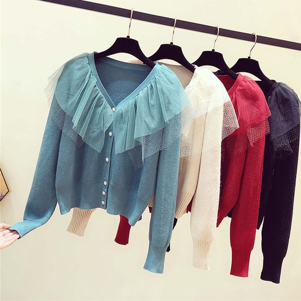 2021 new spring fall women's sweaters single breasted mesh patchwork v-neck casual knitted fashion wild swc1973 ej5g, White;black
2021 new spring fall women's sweaters single breasted mesh patchwork v-neck casual knitted fashion wild swc1973 ej5g, White;black