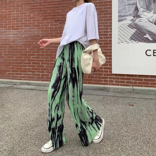 women's pants & capris women summer pleated wide leg high waist painting tie dye streetwear satin long casual trousers, Black;white
women's pants & capris women summer pleated wide leg high waist painting tie dye streetwear satin long casual trousers, Black;white