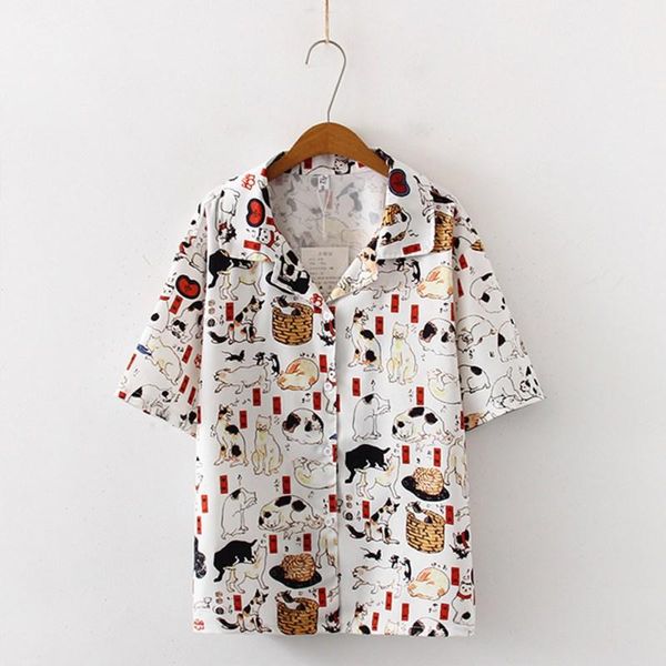 women's blouses & shirts vintage women fashion ladies blouse cat print shirt short sleeve blusas femininas female clothes, White
women's blouses & shirts vintage women fashion ladies blouse cat print shirt short sleeve blusas femininas female clothes, White
