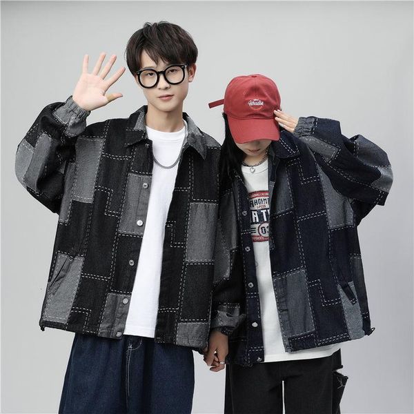 men's jackets 2021 autumn arrivals jacket fashion denim stitching street windbreaker loose casual thin blue chaqueta, Black;brown 
men's jackets 2021 autumn arrivals jacket fashion denim stitching street windbreaker loose casual thin blue chaqueta, Black;brown