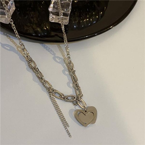 pendant necklaces titanium steel necklace hip hop clavicle chain korean niche design sense does not fade sweater love female, Silver
pendant necklaces titanium steel necklace hip hop clavicle chain korean niche design sense does not fade sweater love female, Silver