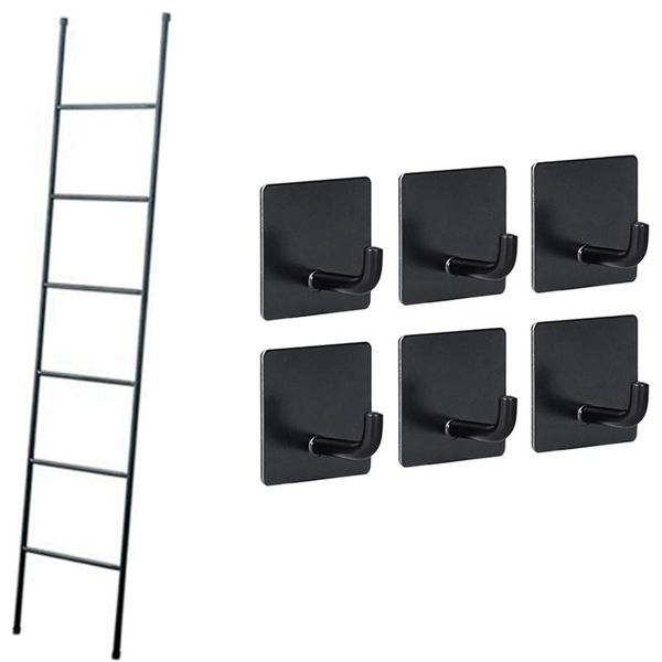 hooks & rails modern rustic decorative metal leaning ladder rack with 6pcs adhesive duty towel for bathrooms kitchen
hooks & rails modern rustic decorative metal leaning ladder rack with 6pcs adhesive duty towel for bathrooms kitchen