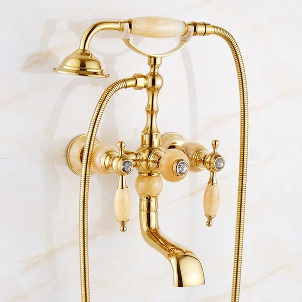 bathroom shower sets wall mounted gold bath faucet bathtub with hand jade handle dual and cold water mixer
bathroom shower sets wall mounted gold bath faucet bathtub with hand jade handle dual and cold water mixer