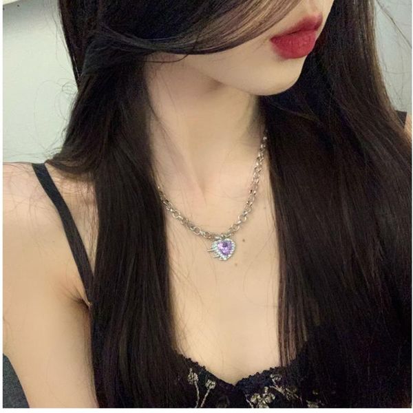 chains women jewelry purple heart pendant necklace 2021 design crystal single layer chain for girl lady gifts, Silver
chains women jewelry purple heart pendant necklace 2021 design crystal single layer chain for girl lady gifts, Silver